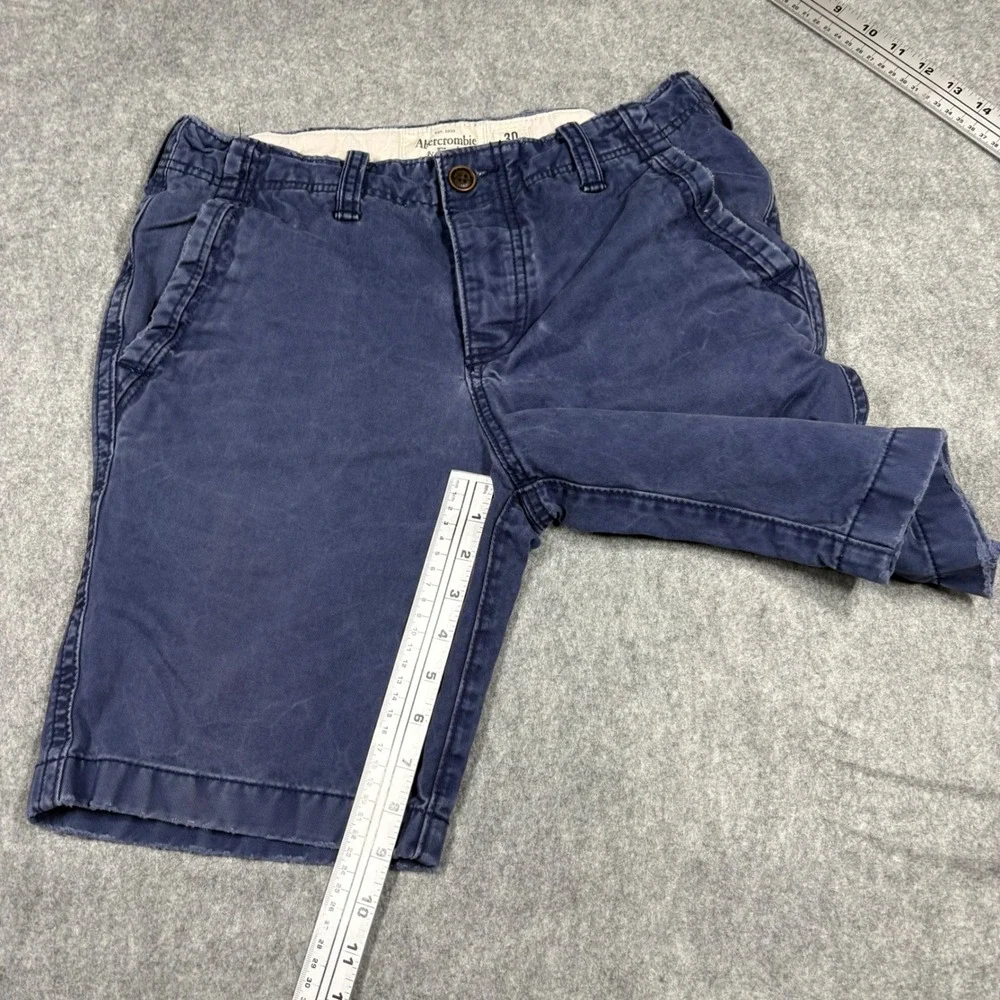 Abercrombie & Fitch Navy Blue Chino Shorts Size 30 Mid Rise Cotton Twill